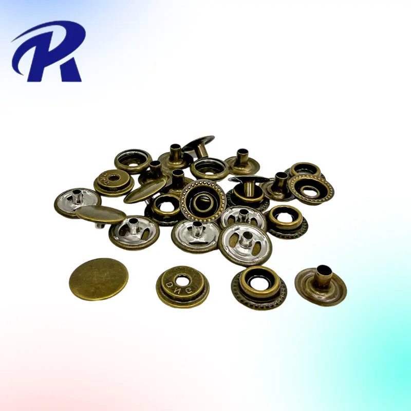 Factory Silver Gold Brass Customized Round 4 Part Custom Spring Metal Snap Button For Clothes