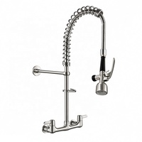 Robinet de cuisine commercial contemporain monocommande eau froide brossé 360° °   Robinet de cuisine à ressort rotatif en acier inoxydable 304