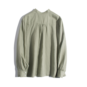 Camicie da <span class=keywords><strong>donna</strong></span> in puro <span class=keywords><strong>lino</strong></span> colletto alla coreana <span class=keywords><strong>camicia</strong></span> bianca allentata <span class=keywords><strong>camicia</strong></span> da <span class=keywords><strong>donna</strong></span> moda manica lunga - Product Image 5