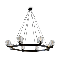Lampe suspendue en cristal noir de style nordique vintage YH pour salon et salle à manger, design en forme d'anneau LED