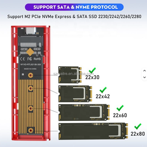 علبة SSD متنقلة جديدة ببروتوكول مزدوج NVMe SATA <span class=keywords><strong>M</strong></span>.<span class=keywords><strong>2</strong></span> من سبائك الألومنيوم، حافظة قرص صلب خارجي NGFF للكمبيوتر المحمول بواجهة Type-C 3.1 - Product Image 6