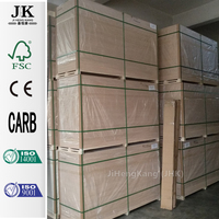 Porte intérieure en bois moderne JHK-FC19 en MDF imperméable avec demi-verre et cadres en placage de bois