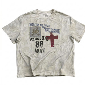 T-shirt Vintage Streetwear en Gros, T-shirt Graphique Vieilli, T-shirt Homme en Coton Lourd 240 g/m² Lavé, Logo Personnalisé - Product Image 1