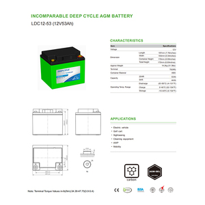 Active Carbon <span class=keywords><strong>12V</strong></span> 53Ah Batería prismática de iones de litio 350 + Ciclos para EVs y carritos de golf Serie - Product Image 2
