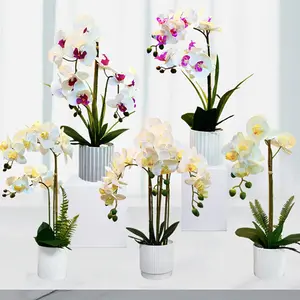 デスクトップ家の装飾ミニ植木鉢蘭鉢蘭造花鉢と本物のタッチ