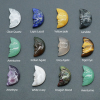 Statue en forme de visage de lune 26mm pierre de cristal naturel améthyste méditation guérison Reiki pierres précieuses cadeau Collection décoration de la maison