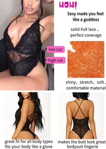 Bodysuit Lingerie Seksi Berbahan Renda untuk Wanita, Model Teddy Transparan dengan Desain Jala untuk Hari Valentine dan Malam Romantis - Product Image 4