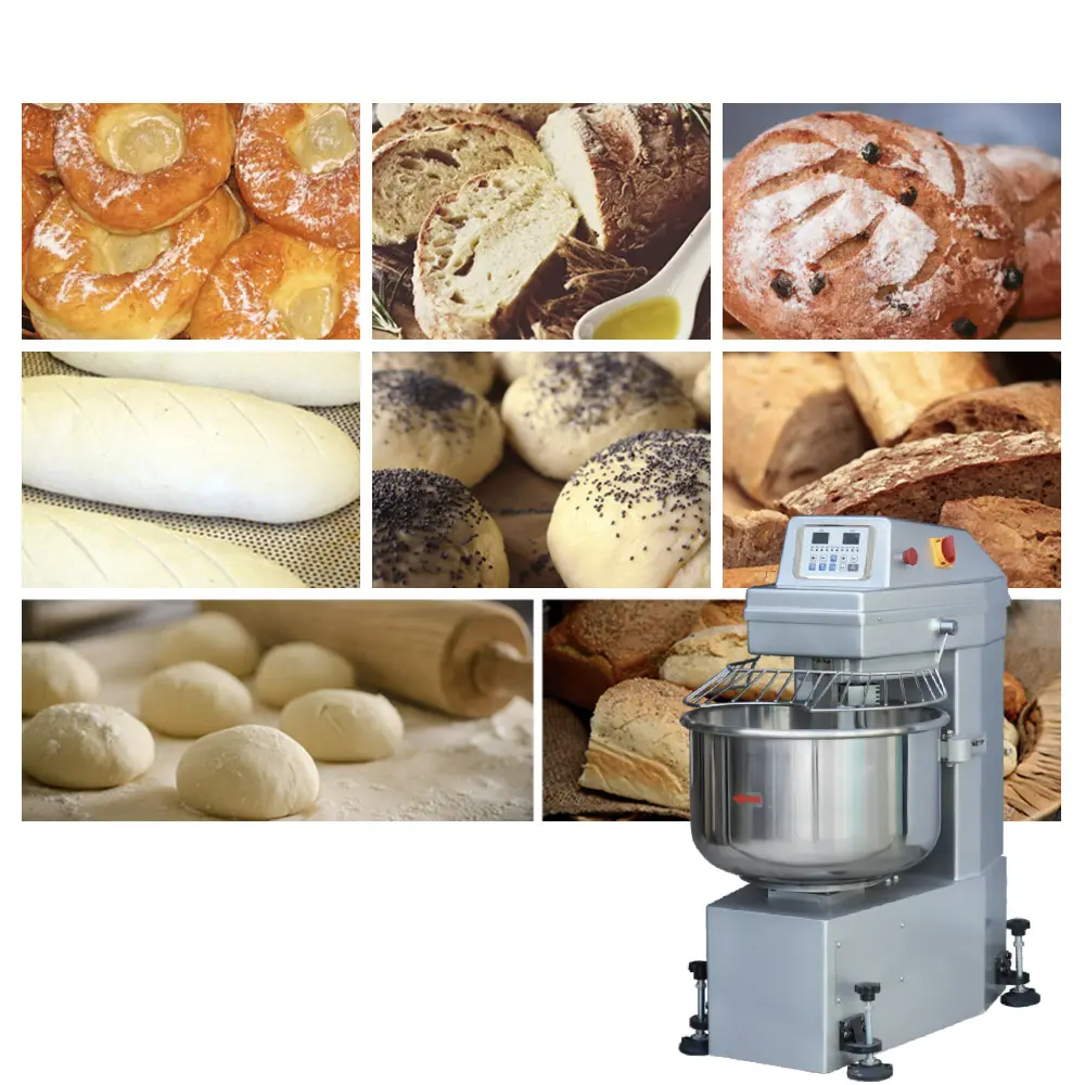 Disesuaikan tepung 3 5 10 15 25 50 100Kg otomatis mengangkat mesin roti komersial industri Spiral Mixer adonan untuk roti