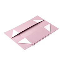 Boîte cadeau magnétique pliable rose clair personnalisée avec logo de marque en feuille d'or, emballage rigide plat pour vêtements et cadeaux de luxe