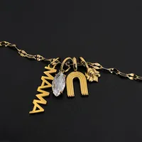 eManco Collier avec pendentif lettre MAMA plaqué or pour femme, en acier inoxydable et zircon, vente en gros, livraison en 48h