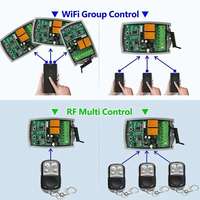 Modul penerima Relay RF 2 saluran 433MHz nirkabel, kode tetap Universal otomatis 4 tombol baterai AAA Remote kontrol 100m