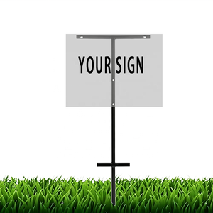 Supporti per Cartelli da Giardino a T da 42 Pollici, Confezione da 2, in Acciaio Nero Verniciato a Polvere Antiruggine, Porta Cartelli in Metallo per Esterni - Product Image 1