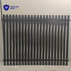 Clôture en aluminium à lattes verticales soudées en métal, revêtement poudré blanc/noir, design naturel écologique en 3D - Product Image 1