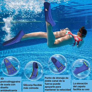 Palmes de natation complètes pour adultes avec bonnets de bain – Couleurs bleu, rouge, noir – Dureté moyenne - Product Image 4