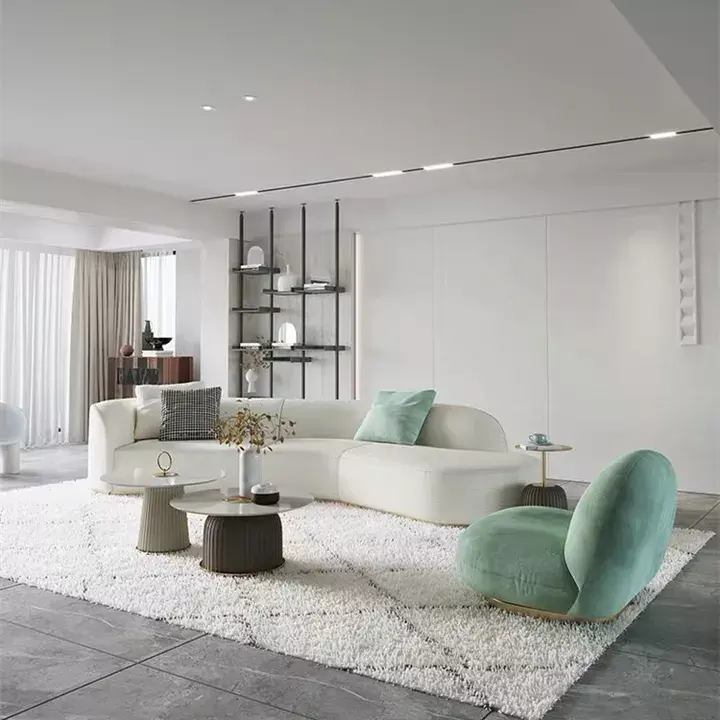 Sofá Seccional de cuero y terciopelo, conjunto de muebles de lujo de alta calidad para sala de estar