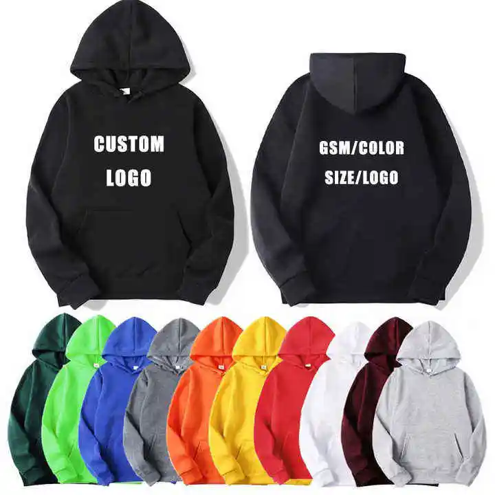 Işlemeli ekran puf baskı düz erkek hoodies tişörtü yüceltilmiş baskısız kapşonlu üst özel logo hoodie üreticileri