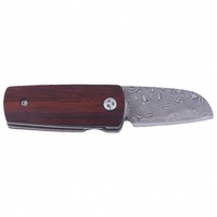 Boutique couteau pliant en acier damas Mini taille avec manche en bois de santal pour EDC Camping chasse et coupe de fruits OEM personnalisable