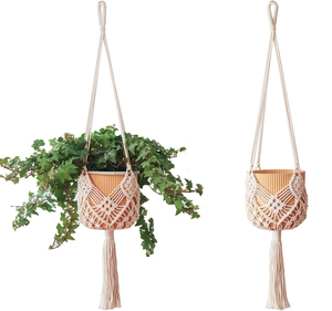 Décoration d'<span class=keywords><strong>intérieur</strong></span> et d'extérieur rustique style bohème, porte-<span class=keywords><strong>plante</strong></span> suspendu fait main en macramé, <span class=keywords><strong>support</strong></span> de <span class=keywords><strong>pot</strong></span> en crochet - Product Image 2