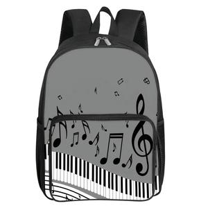 Mochila de poliéster con estampado de notas de piano coloridas, bolsillo frontal cuadrado, unisex, el mejor regalo, mochila escolar de dibujos animados en 3D para niños - Product Image 1