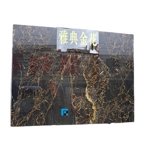 Carreaux de marbre noir de Portoro/Porto d'<span class=keywords><strong>Athènes</strong></span> avec veines dorées/dorées, revêtement mural en marbre brillant noir et or - Product Image 1
