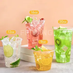 Copo transparente biodegradável para bebidas frias de fábrica chinesa, copo para beber suco de frutas e sorvete