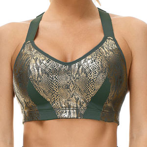 Custom <span class=keywords><strong>Gym</strong></span> Workout Top Fitness abbigliamento sportivo imbottito regolabile Snake Gold Foil pinta Yoga Bra per le donne - Product Image 5