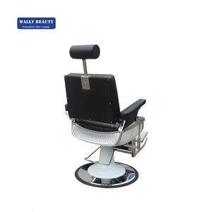 Fauteuil de barbier moderne Cuir PVC noir Base blanche Dossier réglable - Product Image 4