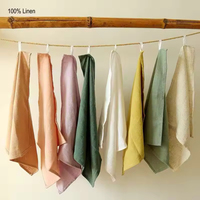 Serviettes de table en lin blanc naturel brodées main, ourlées, personnalisées, en lin français, pour mariage, restaurant et maison - Vente en gros