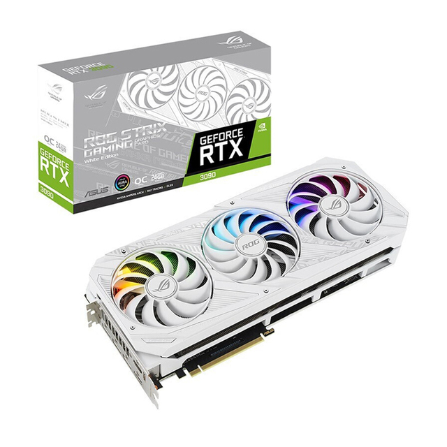 Used ASU'S ROG-STRIX-RTX3090-O24G-WHITE Graphics Card with 24GB GDDR6X 1890 MHz Support Overclock ROG RTX 3090 24G Video Card