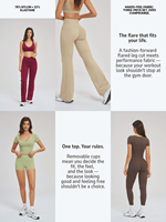Ensemble de sport EnovStars personnalisé 6 pièces : soutien-gorge, t-shirt, veste, short, leggings, pantalon évasé, sensation seconde peau, ensemble de sport, ensemble fitness