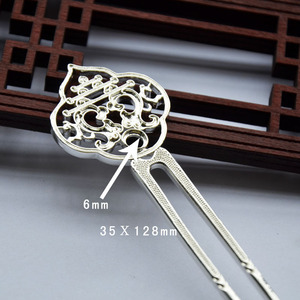 Épingle à cheveux en cuivre, corps de 128mm, style Ruyi, design de la dynastie Ming, plaqué or et argent, accessoire de bricolage qui conserve la couleur - Product Image 2