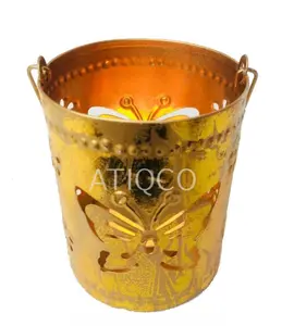 Gold butterfly Iron Tea Light Votive pillar and jar