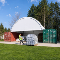 Tente conteneur en PVC résistant aux UV 8x6m, abri en acier galvanisé avec mur arrière et demi-mur avant pour entrepôt agricole