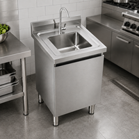 Évier simple en acier inoxydable 304 201 avec armoire, revêtement autonettoyant, finition polie, disponible en OEM/ODM pour cuisine de restauration rapide