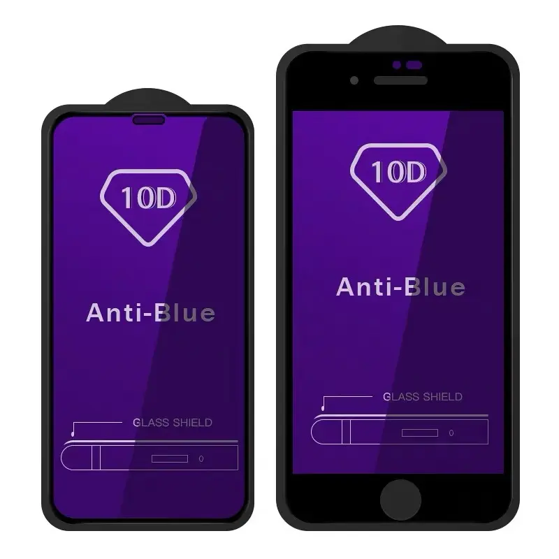 10D Anti mavi ışın temperli cam çizilmez parlama önleyici Clear ekran koruyucu iPhone 11 12 Pro Max