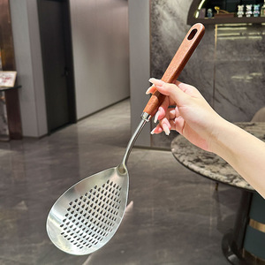 Juego de espátulas de acero inoxidable 304 con mango de ébano, utensilio de cocina resistente al calor para freír, cucharón para sopa y colador - Product Image 2