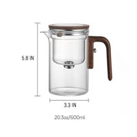 Théière en verre borosilicate résistant à la chaleur, magique, sorcière, enchantée, avec infuseur et poignée, fabriquée à la main et soufflée à la bouche, 600 ml