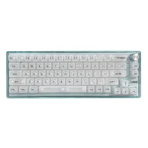 MK25 Keyboard Gaming Backlit Led RGB mekanik berkabel Tipe C kristal tombol Volume multimedia transparan cetak sutra UV