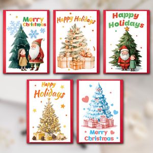 Set di Biglietti d'<span class=keywords><strong>Auguri</strong></span> Natalizi con Albero di Natale Stampato 12*18cm e Buste in Carta per <span class=keywords><strong>Auguri</strong></span> della Vigilia di Natale - Product Image 1