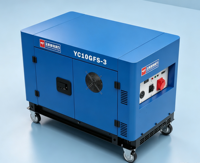 Générateur diesel silencieux 10 kW, type silencieux, 11 kW max, portable, bicylindre en V, avec AVR, réservoir de 25 L, 230 V, 400 V, 50 Hz