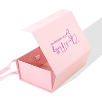 Boîte à extensions de cheveux humains personnalisée rose de luxe à prix abordable avec ruban et insert en satin, boîte cadeau pour perruques, boîte pour accessoires capillaires