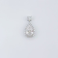 Collana con Pendente a Goccia in Oro Bianco 18K con Diamante Coltivato in Laboratorio, Gioielli Raffinati per Donne, Catene con Diamanti, Collana con Diamante di Laboratorio