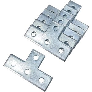 MISA Single-Side T Shaped Metal Steel Connector <b>Bracket</b> Zinc Plated 4 Hole 1-5/8 in Strut Channel Fit for 1/2 in Bolt 6 Pack - Product Image 1