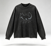 T-shirt vintage à manches longues surdimensionné, effet délavé, déchiré, avec graphisme abstrait graffiti Kornit DTG
