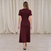 Vestido Largo de Punto Acanalado Casual de Verano para Mujer, Manga Corta, Estilo Polo, con Logotipo Personalizado, Elegante, para Fiesta, Fabricante Premium