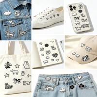 Patchs thermocollants en toile écologiques miniatures à motifs de dessins animés, brodés, pour vêtements, vestes en jean, chapeaux, OEM, faible MOQ