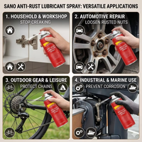 Spray lubrifiant antirouille Sanvo 450ml 6-en-1, décapant de rouille, huile pénétrante, débloqueur de boulons, pour métaux, vente en gros