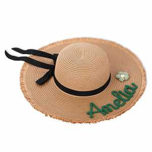 Personalized Embroidered Beach <b>Hat</b>, Custom Outdoor Floppy Sun <b>Hat</b>, Bridesmaid <b>Wedding</b> Favors, Summer Vacation Travel Straw Cap - Product Image 2