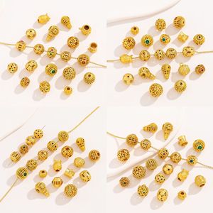 Nantong <b>Copper</b> Plated Gold Hollow Spacer Beads Mixed Shapes Zircon Inlay For <b>Bracelet</b> Making DIY Jewelry Accessories - Product Image 3