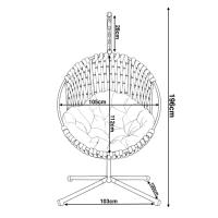 Fauteuil suspendu œuf d'extérieur, design moderne et élégant, forme ronde, avec panier en métal et corde tressée